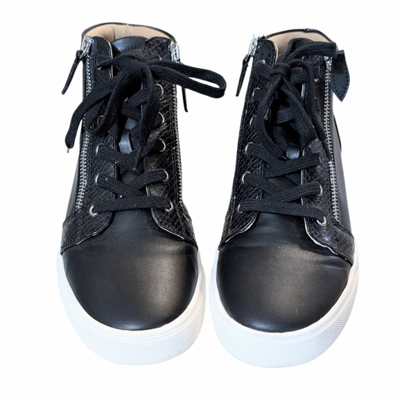DV by Dolce Vita Alison Black Snake Embossed High Top Sneakers - Size 8 - Picture 3 of 6
